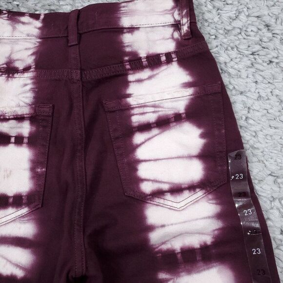 PacSun Eco Raspberry Tie Dye High Waisted Straight Leg Jeans Size 23 Purple Crop - Picture 4 of 10